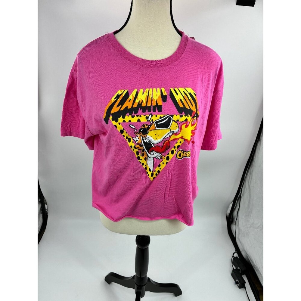 Cheetos Womens Size M Pink Flamin Hot Graphic T Shirt Short Sleeve Casual Tee